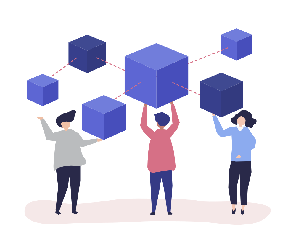 Illustration de la technologie blockchain appliquée au marketing digital et à l’analyse de données.